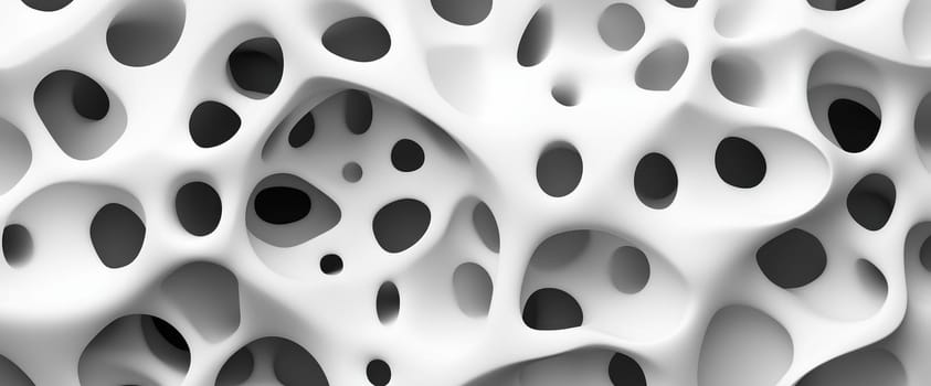 Detailed surface displays a complex arrangement of holes and contours, creating a visually striking abstract design.