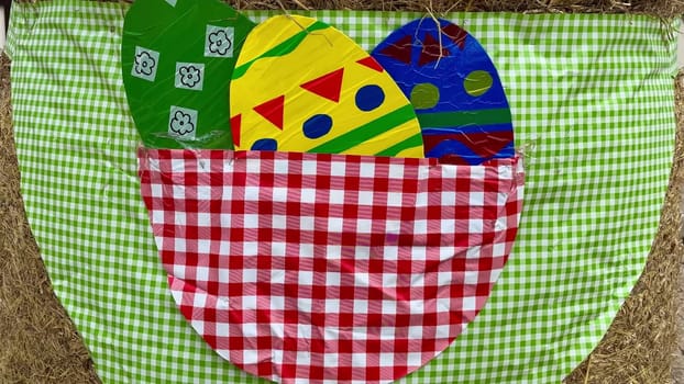 Enjoy whimsical decorations for Easter, showcasing vibrant and colorful eggs along with adorable bunny faces
