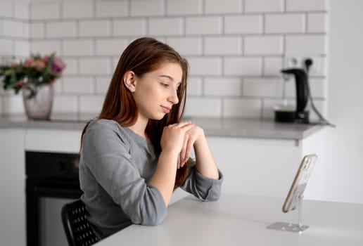 Happy Teen Girl Using Smartphone With Headphones