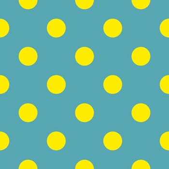 Seamless vector pattern or tile texture with neon yellow polka dots on bottle blue green background. For invitations, websites, desktop, baby shower card background, party, web design, art and scrapbooks.