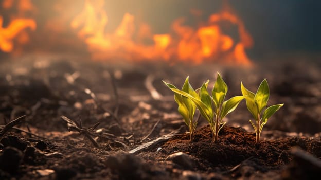 A group of firefighters are battling a forest fire. The fire is spreading quickly, and the firefighters are working hard to contain it. The fire is a reminder of the importance of fire safety.