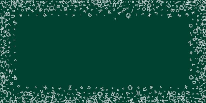 Flying latin letters. Colorful childish scattered charachters of English alphabet. Foreign languages study concept. Back to school banner .