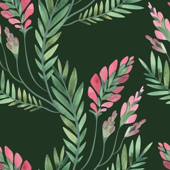 Textile seamless floral pattern with wild grasses and flowers. Design for kitchen home textiles, tablecloths, curtains, bed linen, dress fabrics, wrapping paper