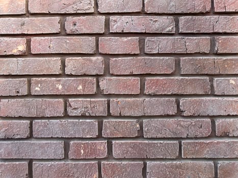 The warm tones of this close-up brick wall display a textured surface with subtle variations in color and shape. The rustic appearance adds character to the architectural element.