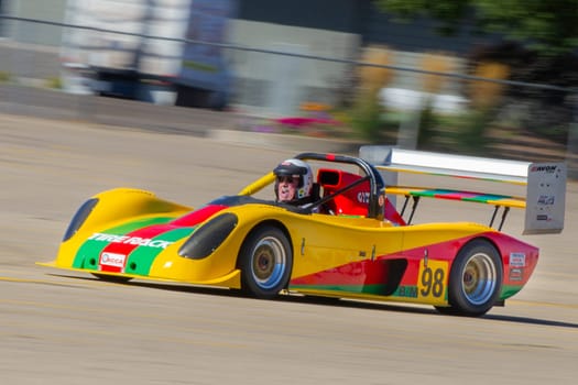 September 11, 2016 - Boise, Idaho: A yellow and red race car with the number 98 on the back.