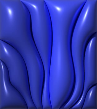 Glossy dark blue waves and fluid folds. Modern art background texture with elegant shine and dynamic motion, 3D rendering illustration