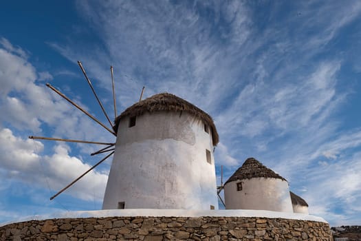 MYKONOS, GREECE - October 19, 2024: Windmills of Mykonos Greece