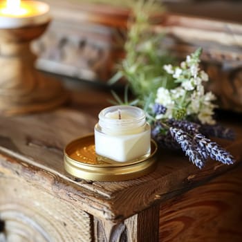 Cosmetic cream in a glass jar. Skin care concept. Background for beauty products