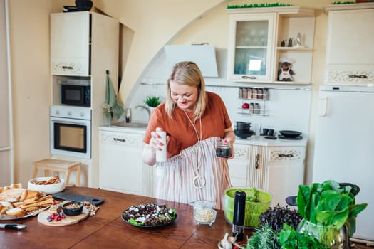 Woman Cook Housewife Cooking In Kitchen Food For Dinner