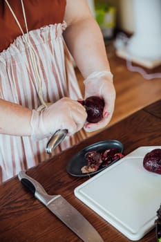 Woman Cook Housewife Cooking In Kitchen Food For Dinner