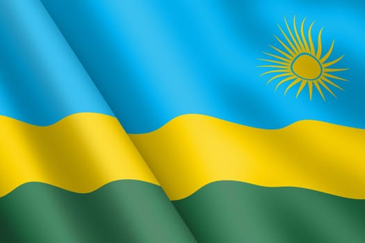 A Rwanda waving flag illustration wind ripple
