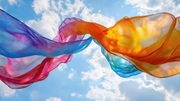 Tie-dye scarves blowing in the winds