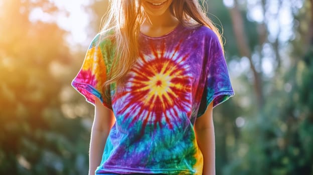 A Woman wearing a Tie Dyed T-Shirt
