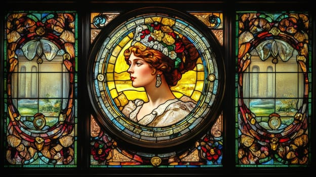 Stained glass with Victorian-era designs