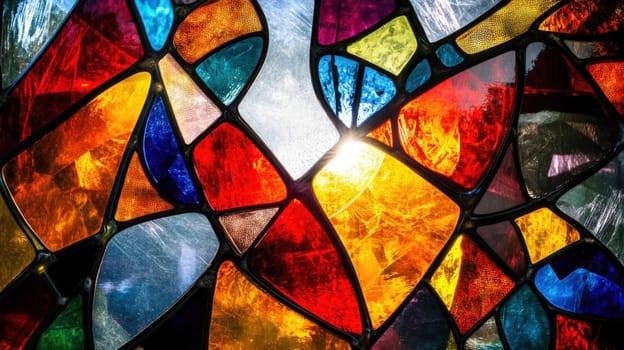 Abstract stained glass pattern in vibrant color