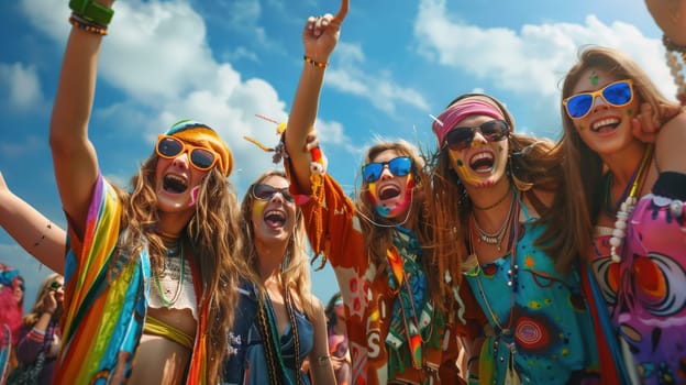 happy people on hippie festival