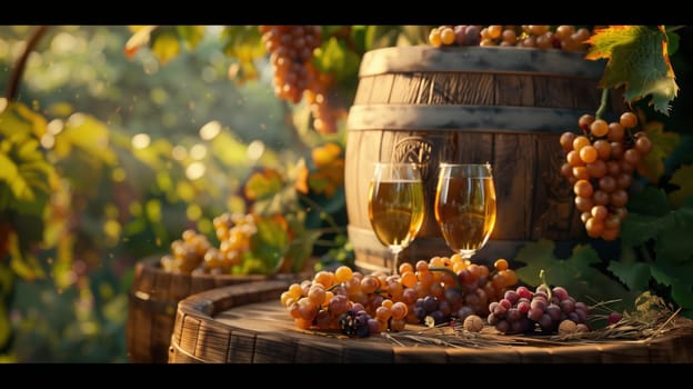 Wine Harvest Festival Background with Grapes