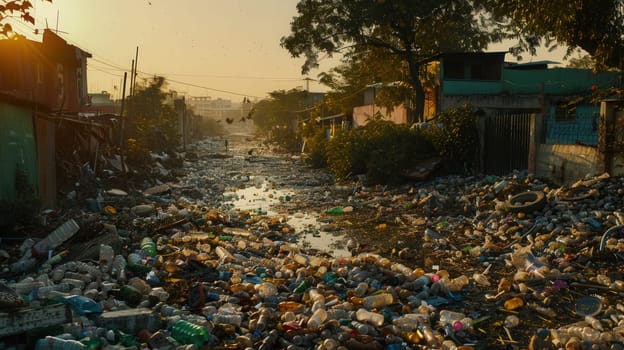 Plastic Pollution of the environment. Giant trash dumps