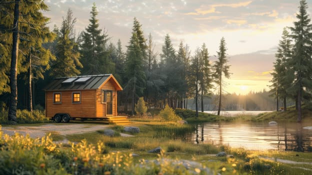 Tiny house in the middle of green nature