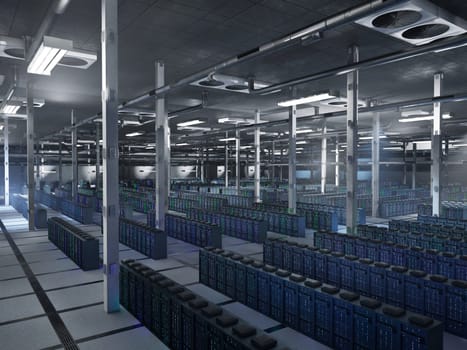 Rackmount hardware operating blockchain workloads, crypto models and token processing. Data center infrastructure units managing high efficiency computing tasks, 3D rendering