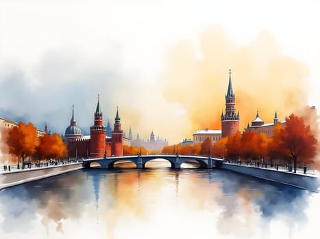 Moscow Russia watercolor art