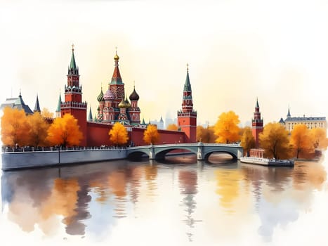 Moscow Russia watercolor art