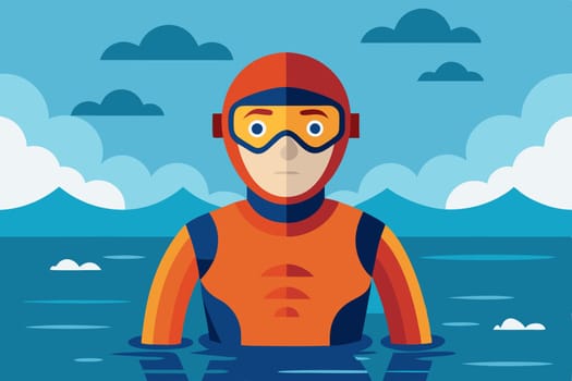 a person who swims underwater wearing a rubber suit, flippers, and an oxygen supply.