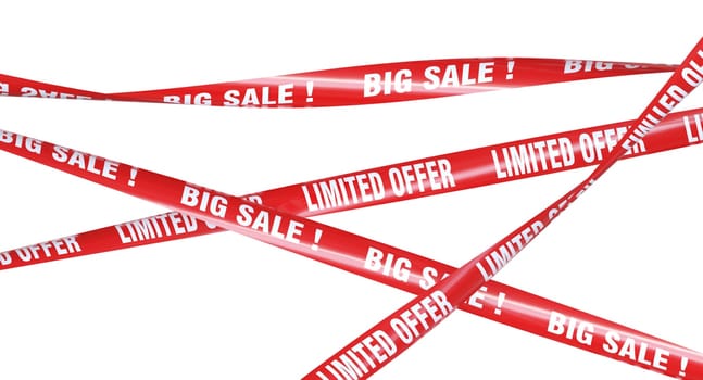 Red ribbons big sale and limited offer transparent background 3d
