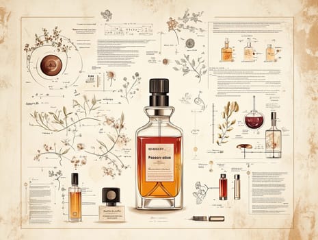 This infographic illustrates the intricate process of perfume production, featuring essential ingredients, extraction methods, and their aromatic properties.