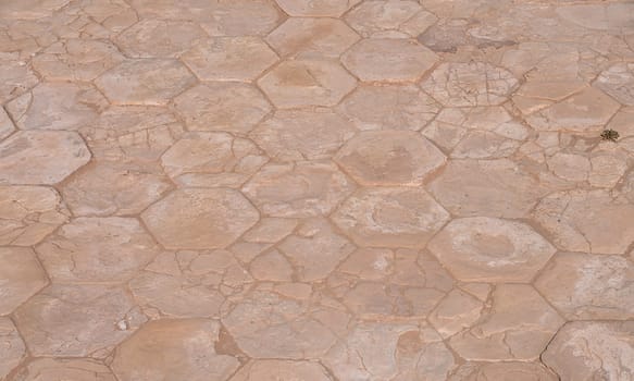 Hexagonal stones forming the floor of the Great Temple or Royal reception hall in Petra