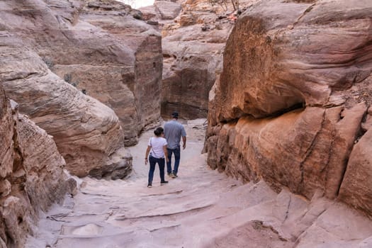 Narrow stairs and steps on trail to Ad Deir or the Monastery from Petra