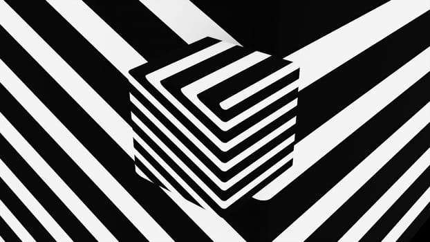 Hypnotic black and white stripes. Computer generated 3d render