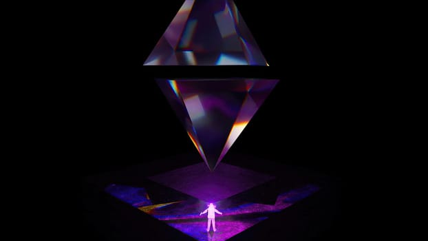 Astronaut with glass elements. Computer generated 3d render
