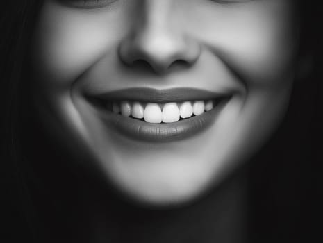 A woman with a big smile on her face. Her teeth are visible and she is wearing lipstick