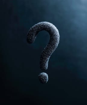 A black and white image of a question mark with a lot of snow on it. The image has a mysterious and intriguing mood, as the snow on the question mark creates a sense of wonder and curiosity