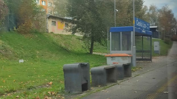 Cesca Lipa Chech Republic Europe October 18 2024 - Bus stop shelter travel tourism transport shotlisttravel outdoor trees green nature summer autumn background landscape editorial place destination objects . High quality photo