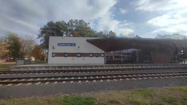 Cesca Lipa Chech Republic Europe October 18 2024 - Train station building transport travel tourism shotlisttravel place destination objects architecture street outdoor town city road sky landscape . High quality photo autumn evening nature