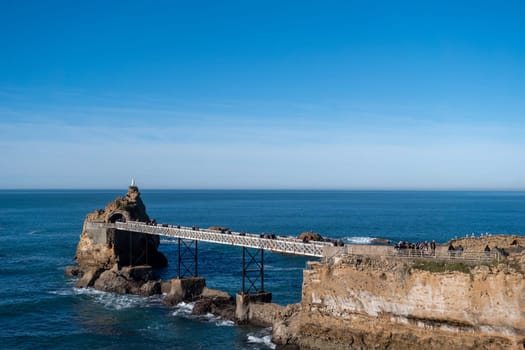 A view of Rocher de la Vierge, Biarritz, France