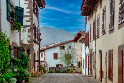 A small street of Saint Jean Pied de Port, Pyrenes, France