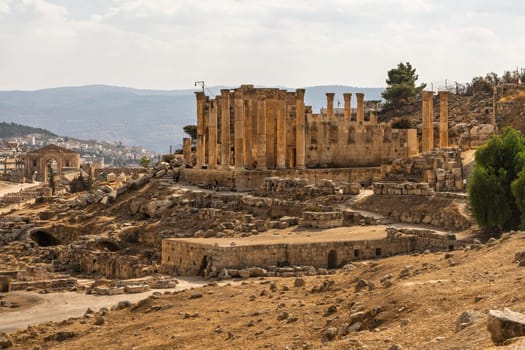 South Theater exterior in Jerash, a Greco-Roman well preserved city in Jordan