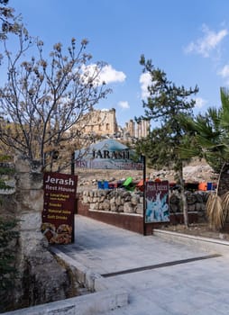 Jerash, Jordan - 11 November 2024: Jerash Rest House is restaurant in the grounds of the Greco-Roman city