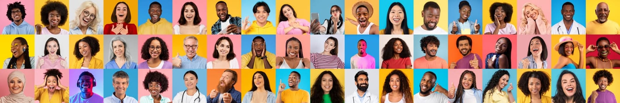 A collection of joyful portraits showcasing a diverse group of people from various backgrounds.