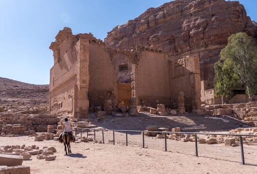Side view of the Qasr al-Bint Far'un or Castle of the Pharaoh's Daughter in Petra
