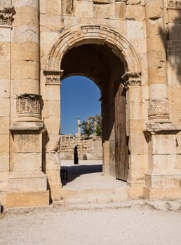 The monumental gateway of the South Gate in Jerash, a Greco-Roman well preserved city in Jordan