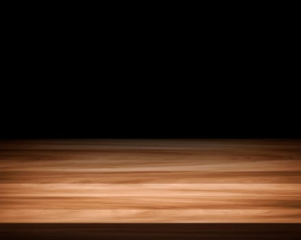 Empty wooden table on dark background Empty Space for display your products