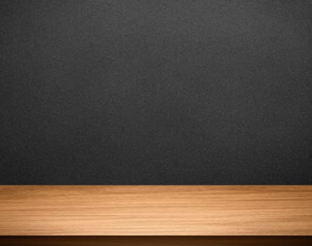 Empty brown wooden table top over grey gradient background