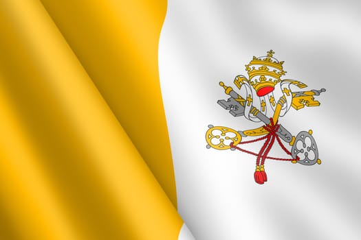 A Vatican City flag 3d illustration wind ripple yellow and white