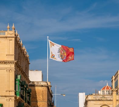 VALLETTA, MALTA - October 11, 2024: Flag in Valletta Malta