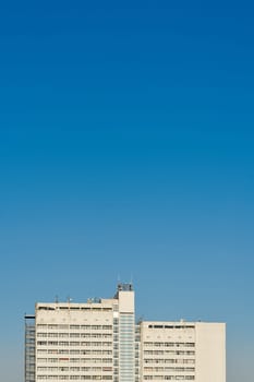 upper part of a residential building in the city center of Magdeburg in Germany with free text space, Textfreiraum