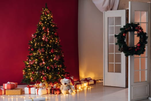 Christmas Tree House Interior with Gifts Decor